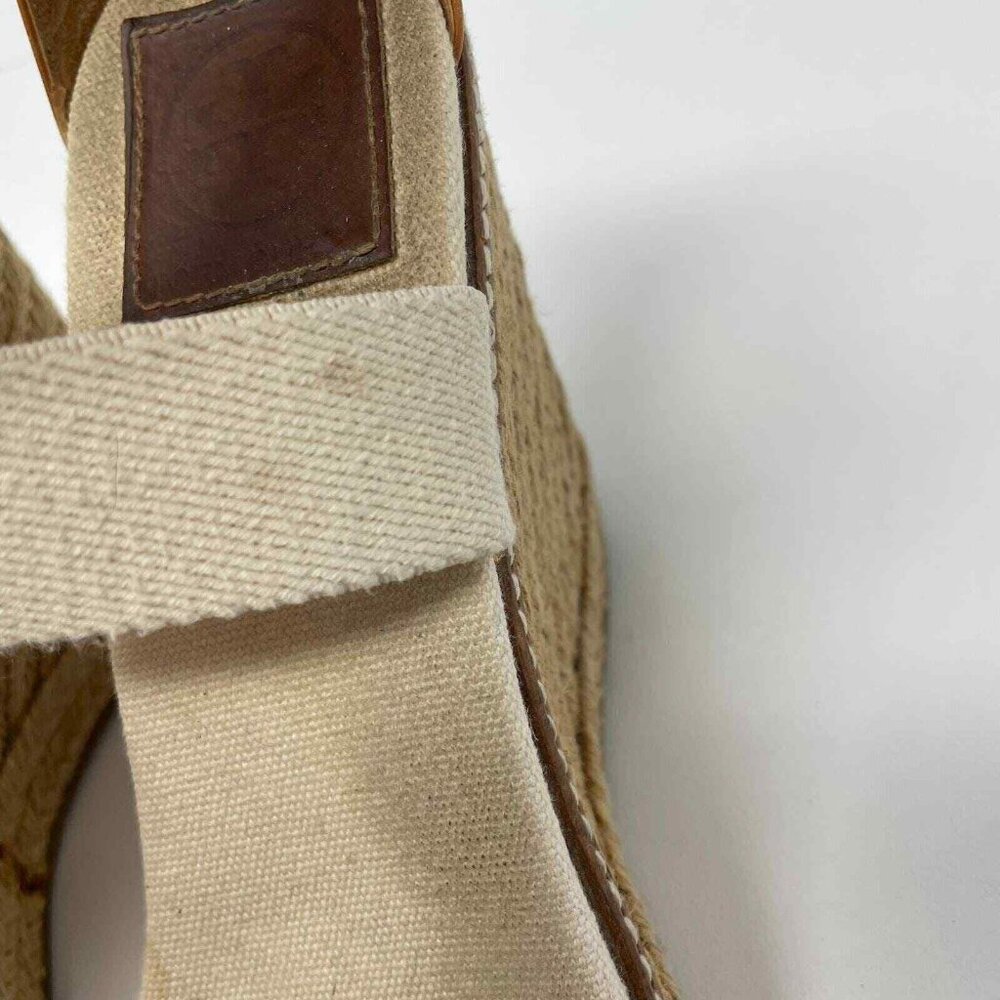 Tory Burch Adonis Crisscross Sandals Womens Size 9 Wedge Espadrilles Beige - Picture 8 of 12